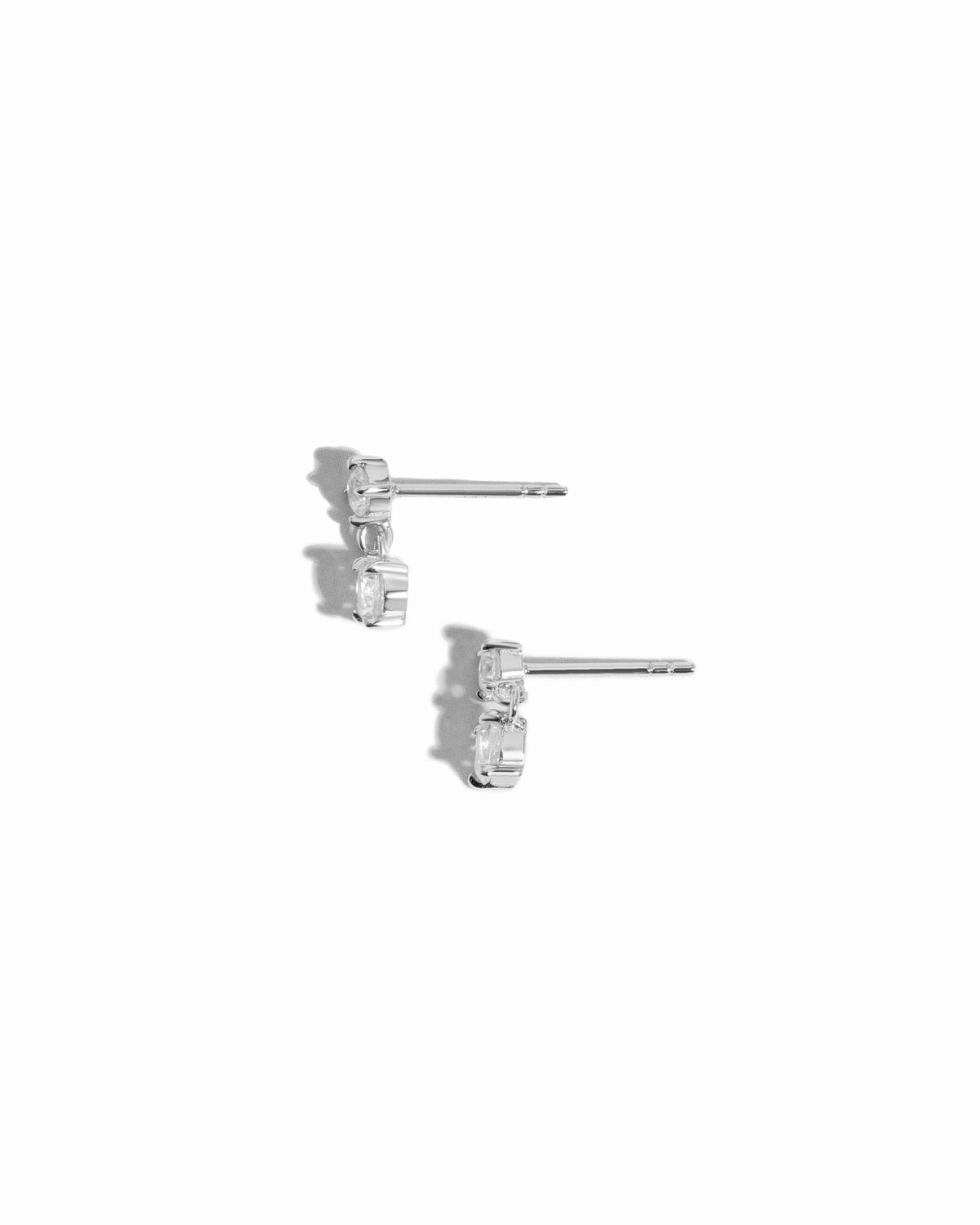 CZ Charm Studs: Silver