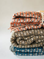 Blossom Block Print Quilt: ORANGE / KING/CAL KING