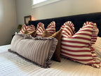 Oatmeal Striped-Ruffle Lumbar Pillow Cover: 14x35 Cover Only