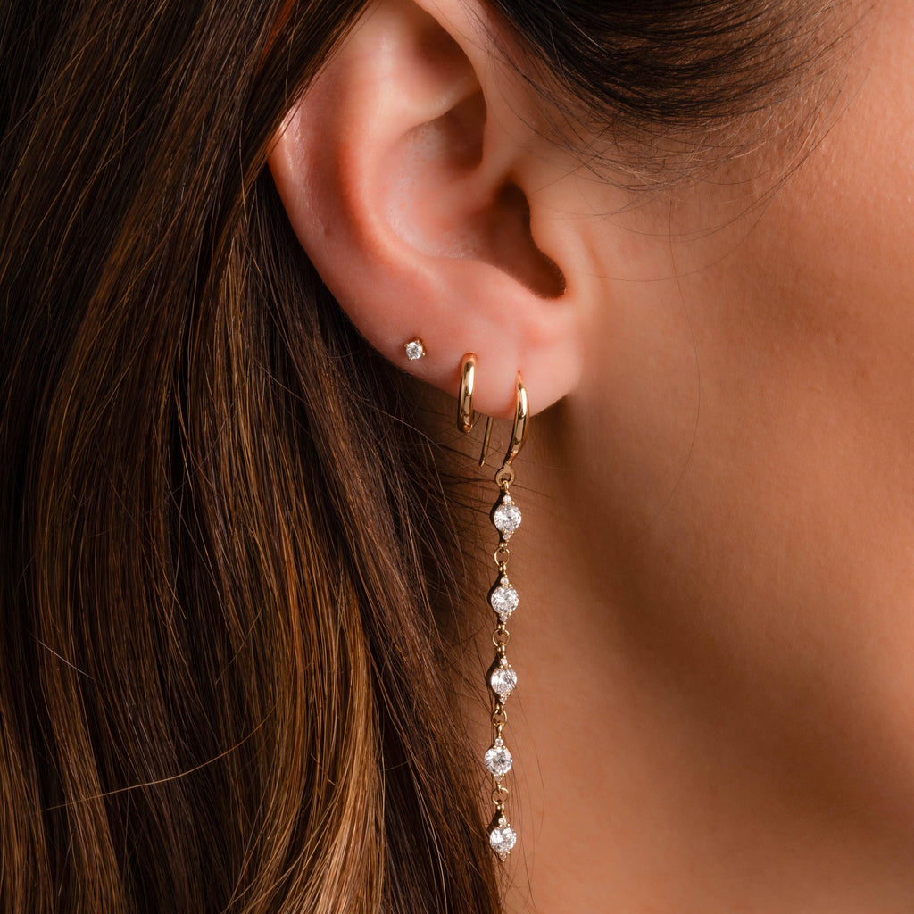 CZ Drop Earrings: Silver