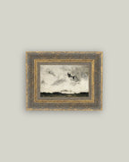 Witch Flying Through The Night Framed Antique Art: 10x8