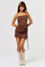 Satin Mini Dress with Lace