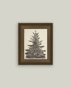 Vintage Pine Tree Framed Antique Art: 5x7