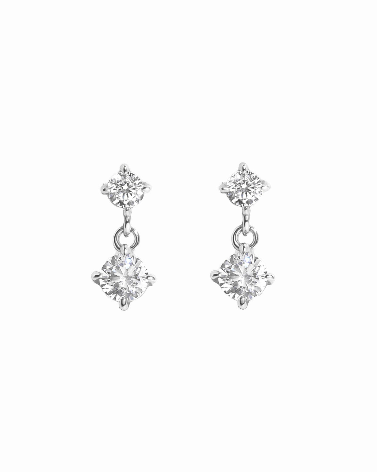 CZ Charm Studs: Silver