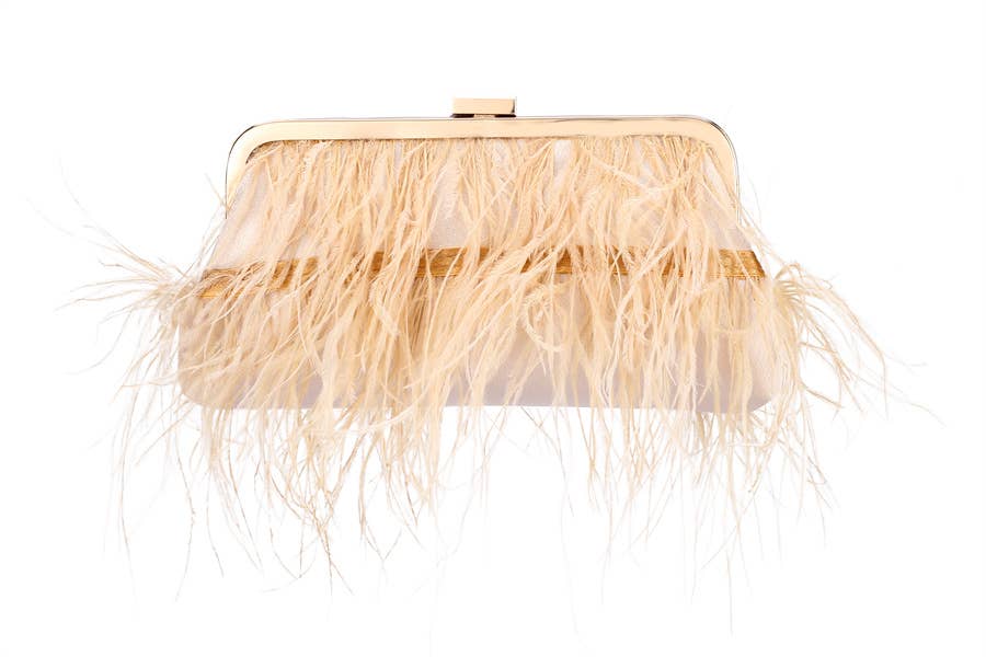 Ladies Fringe Clutch Evening Bag Handbag: White