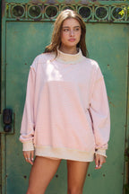 IP5425-2C | Stripe Print Drawstring Dolphin Shorts: PEACH / BLUE / S-M-L (2-2-2)