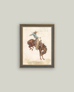 Bucking Bronco Framed Antique Art: 4x6
