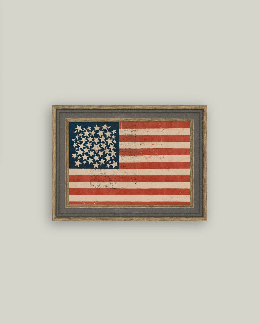 Rustic Flag Framed Antique Art: 6x4