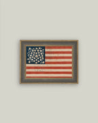 Rustic Flag Framed Antique Art: 6x4