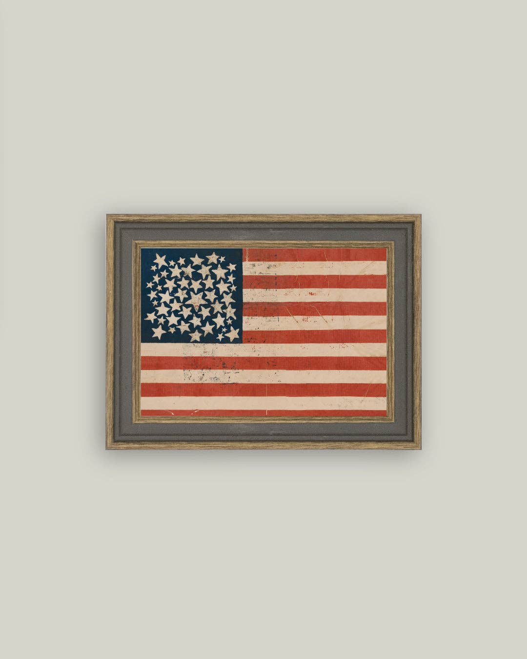 Rustic Flag Framed Antique Art: 6x4