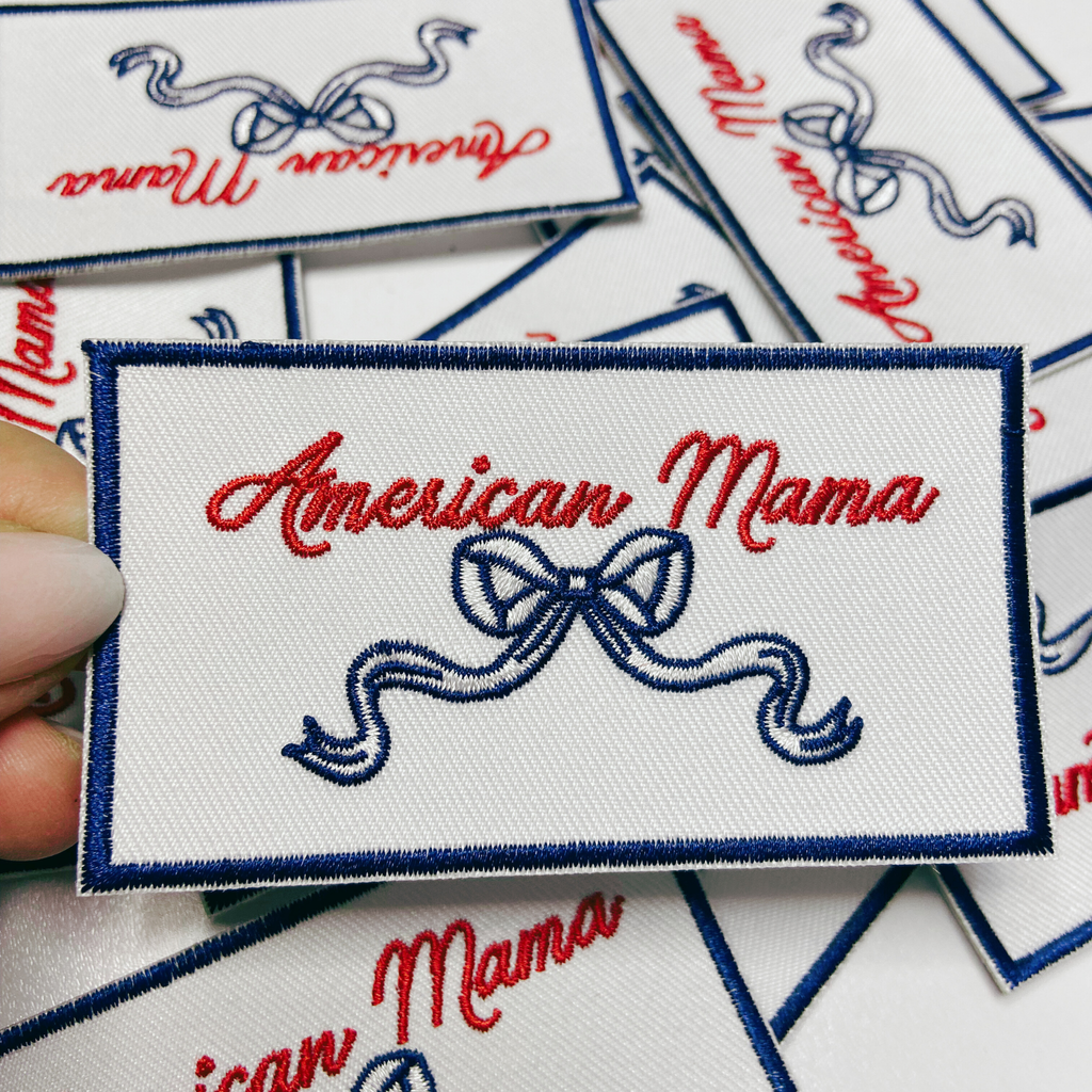 American Mama or American Mini  -  Embroidered hat Patch: 3.5" American MAMA