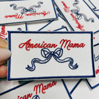 American Mama or American Mini  -  Embroidered hat Patch: 3.5" American MAMA