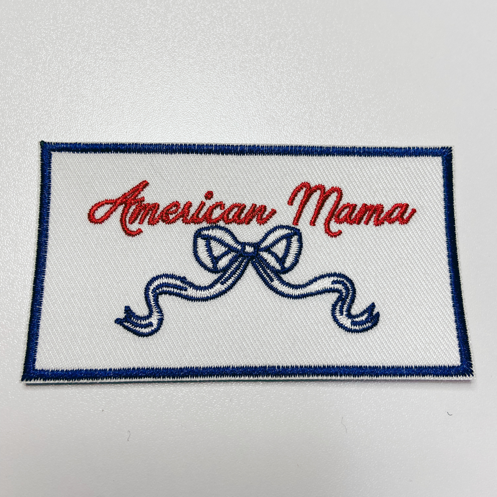 American Mama or American Mini  -  Embroidered hat Patch: 3.5" American MAMA
