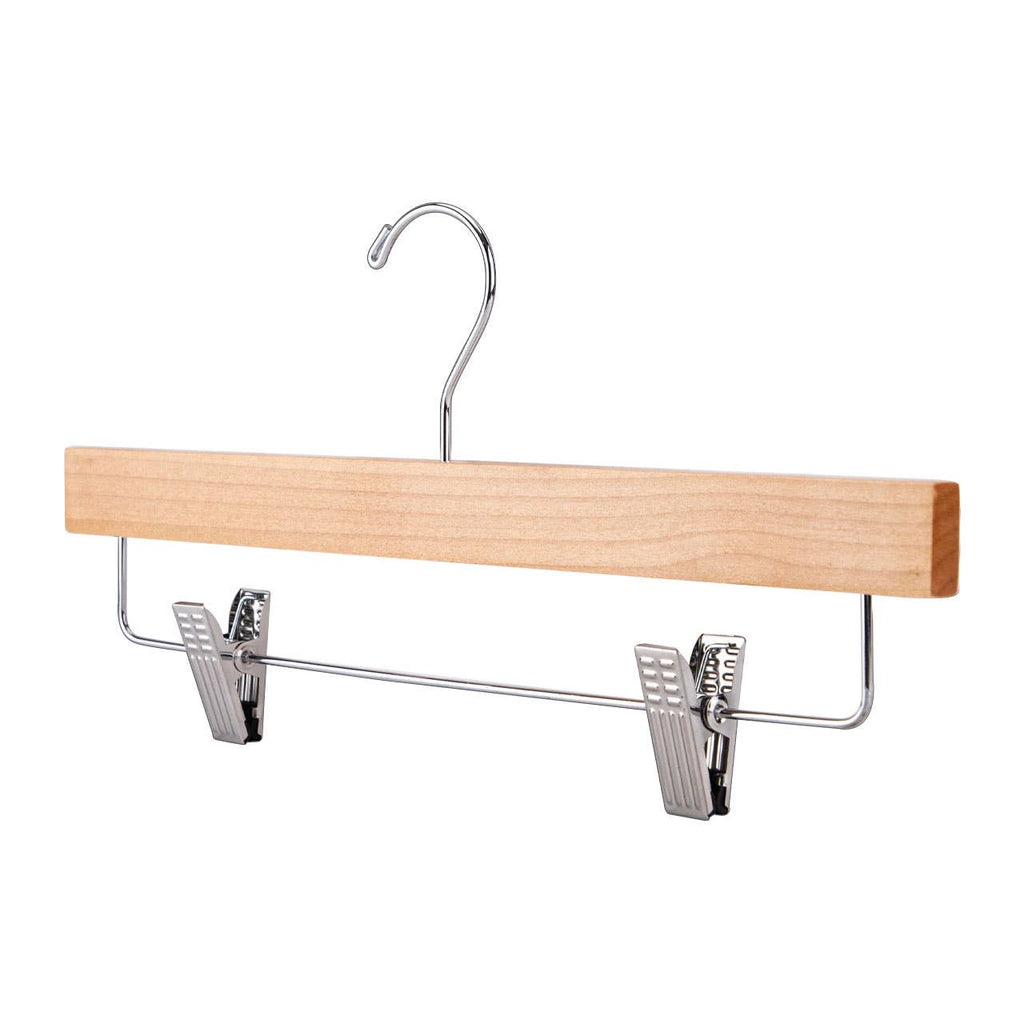 14" Natural Wood Skirt And Pants Hangers - Case of 50