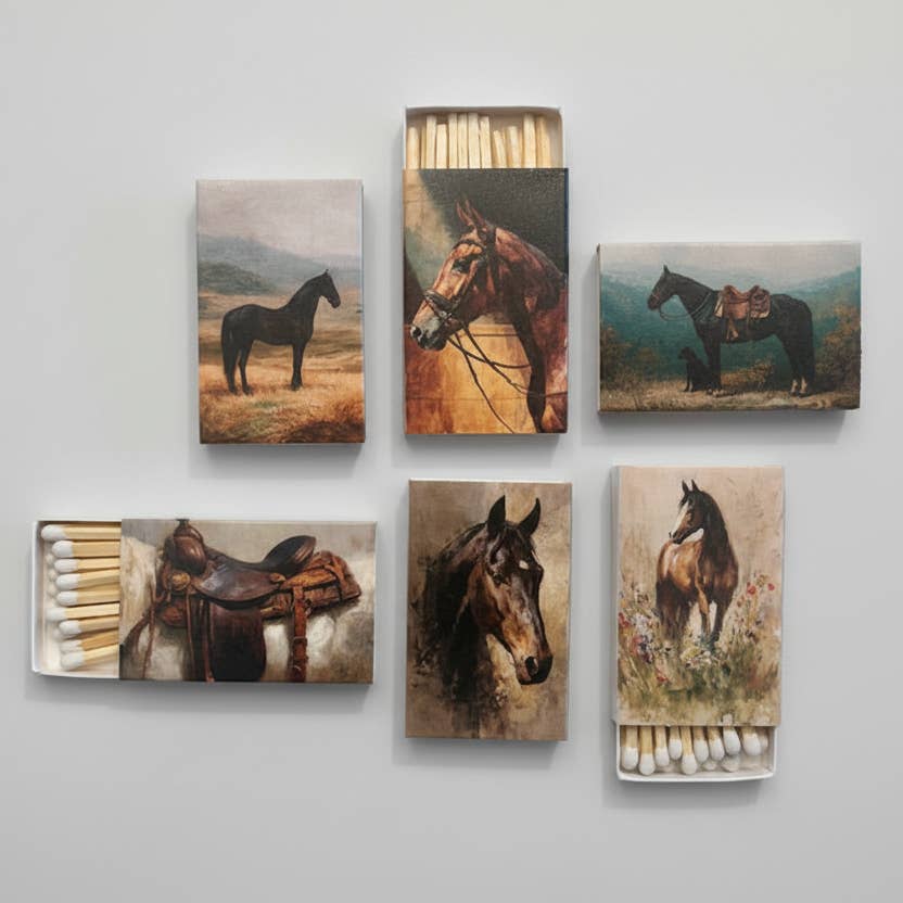 Equestrian matchbox, matches for candles, party favors, gift