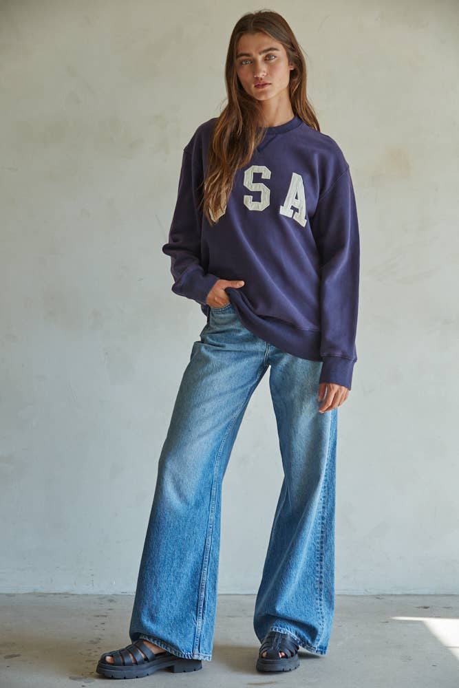 100% Cotton French Terry Crew Neck USA