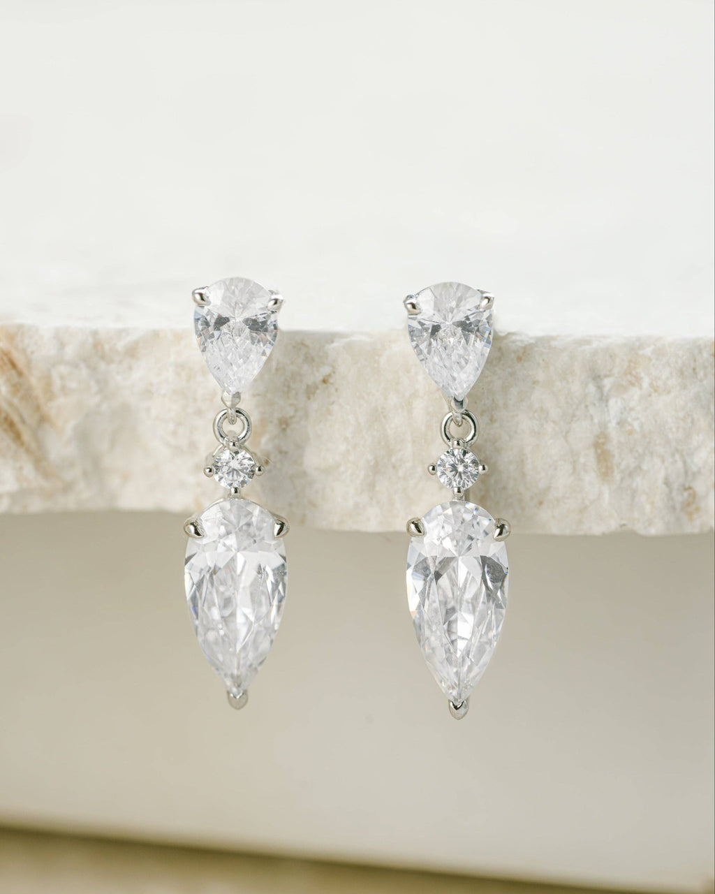 Juliette Pear Drop Earrings: Silver