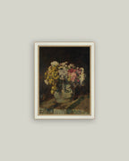 Vase of Pink & Yellow Flowers Framed Antique Art: 11x15
