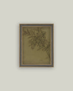 Leaves On Green Framed Antique Art: 7x9