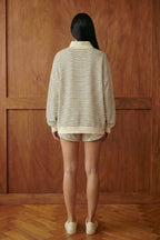 IP5425-2C | Stripe Print Drawstring Dolphin Shorts: PEACH / BLUE / S-M-L (2-2-2)
