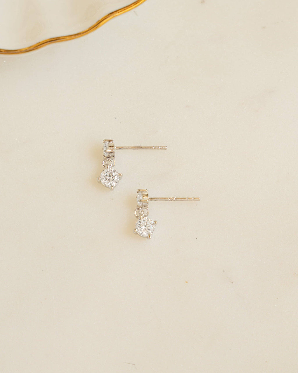 CZ Charm Studs: Silver
