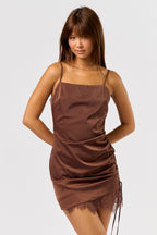 Satin Mini Dress with Lace