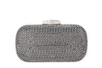 Ladies Oval Rhinestone Crystal Clutch Evening Bag: Black