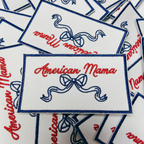 American Mama or American Mini  -  Embroidered hat Patch: 3.5" American MAMA