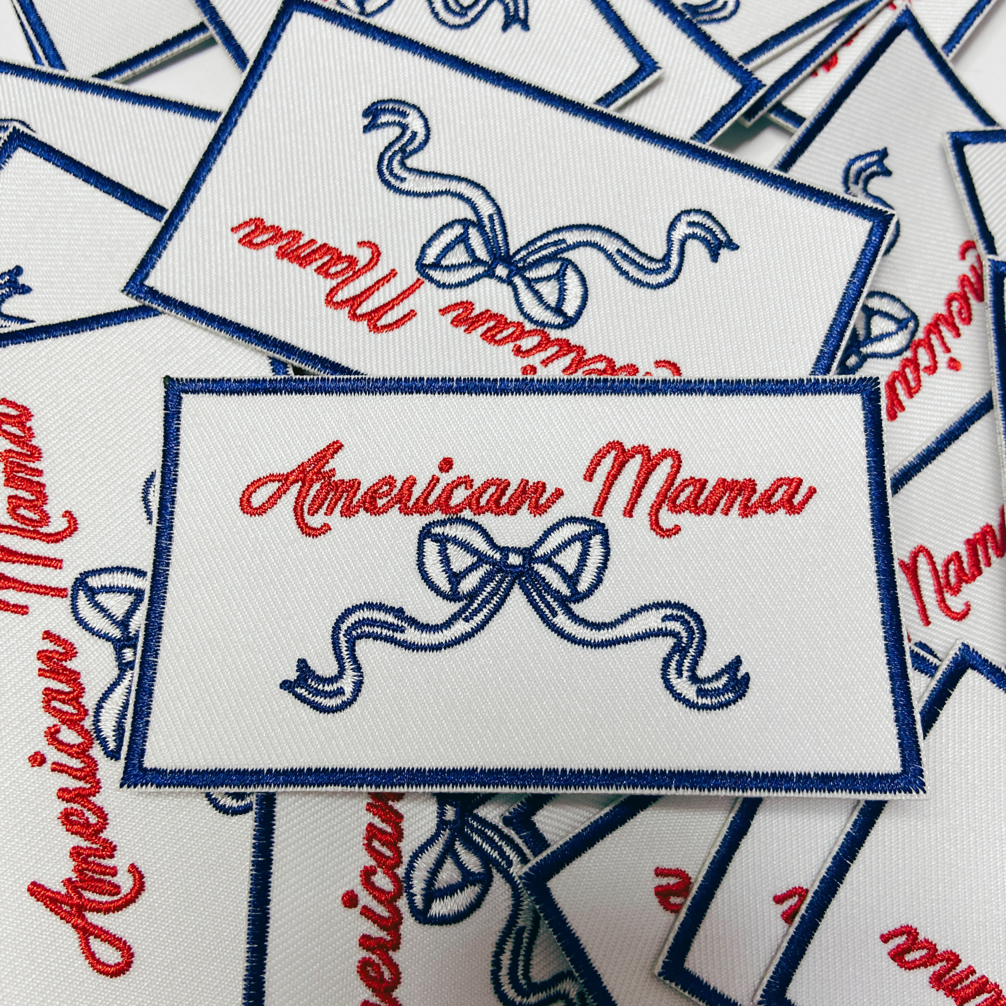 American Mama or American Mini  -  Embroidered hat Patch: 3.5" American MAMA