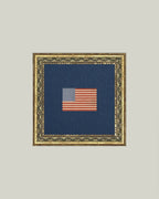 Gingham Flag Framed Antique Art: 9x9