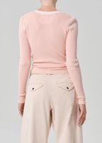 Drea Waffle Henley Melon Creme