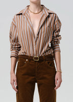 Thea Boyfriend Shirt in Copper Stripe