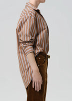 Thea Boyfriend Shirt in Copper Stripe