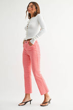 BP370J-A - RED GINGHAM - HR Tonal Crop Flare