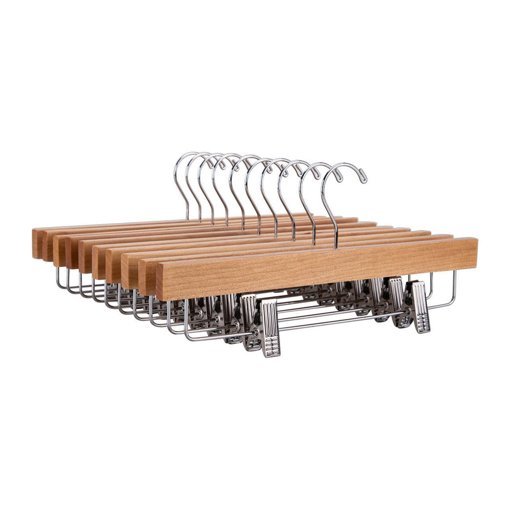 14" Natural Wood Skirt And Pants Hangers - Case of 50