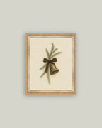 Bell with Pine Framed Antique Art: 7x9