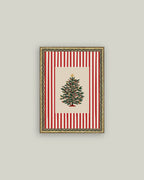 Peppermint Stripe Tree Framed Antique Art: 8x10