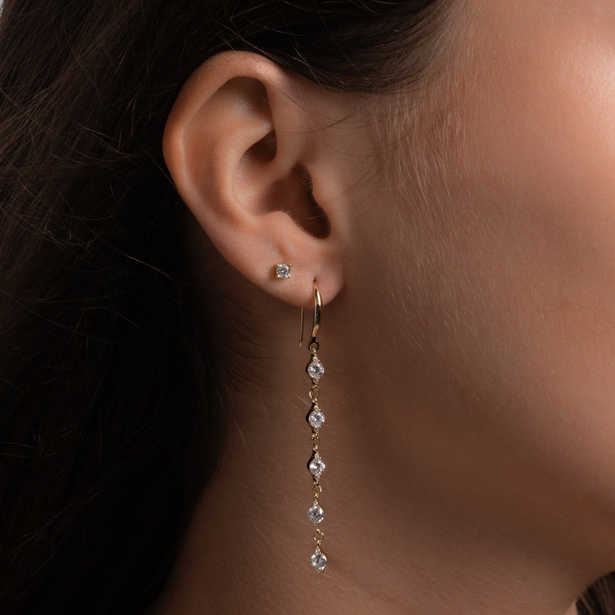 CZ Drop Earrings: Silver