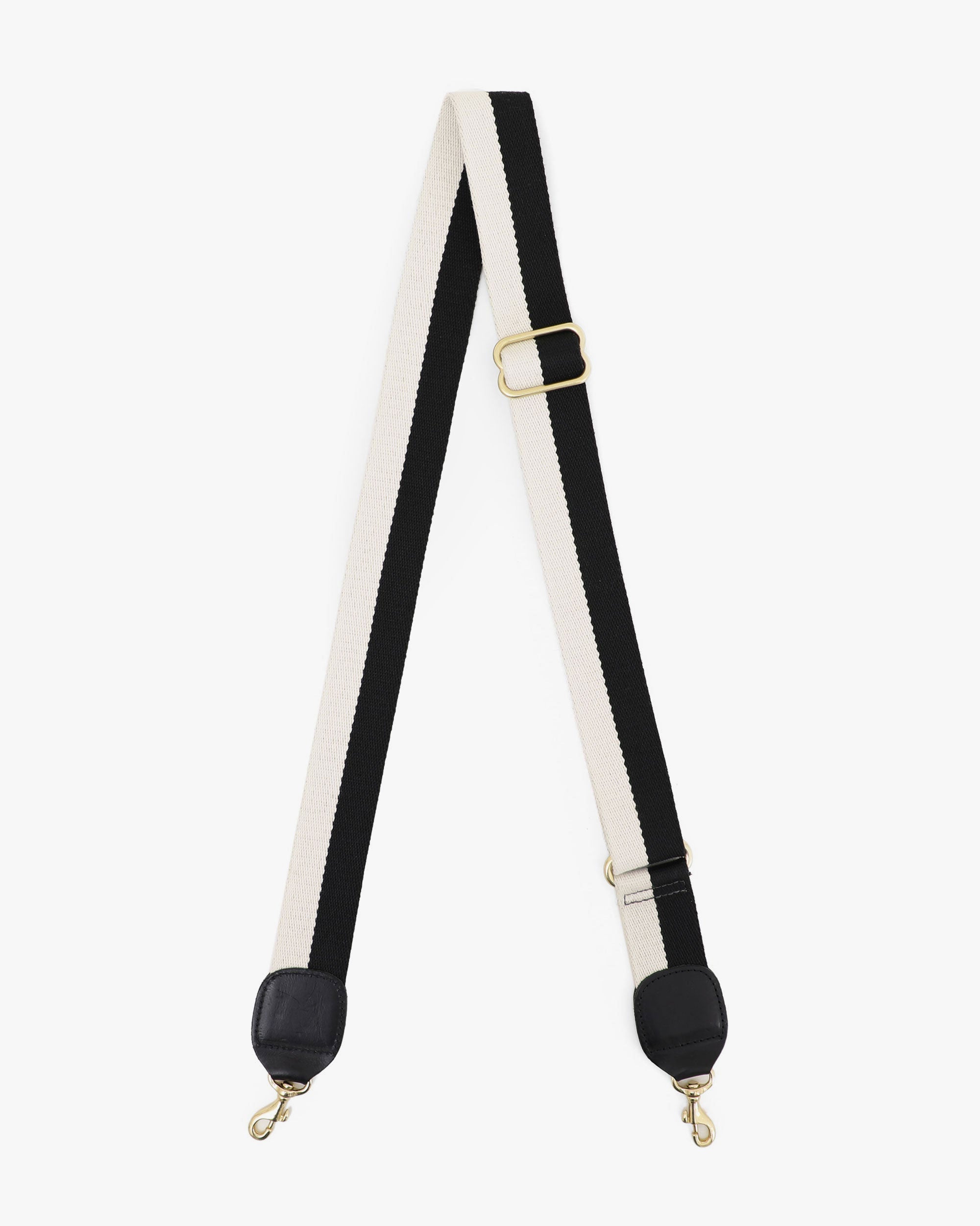 Clare V Adjustable Crossbody Strap in Black/Cream Stripe