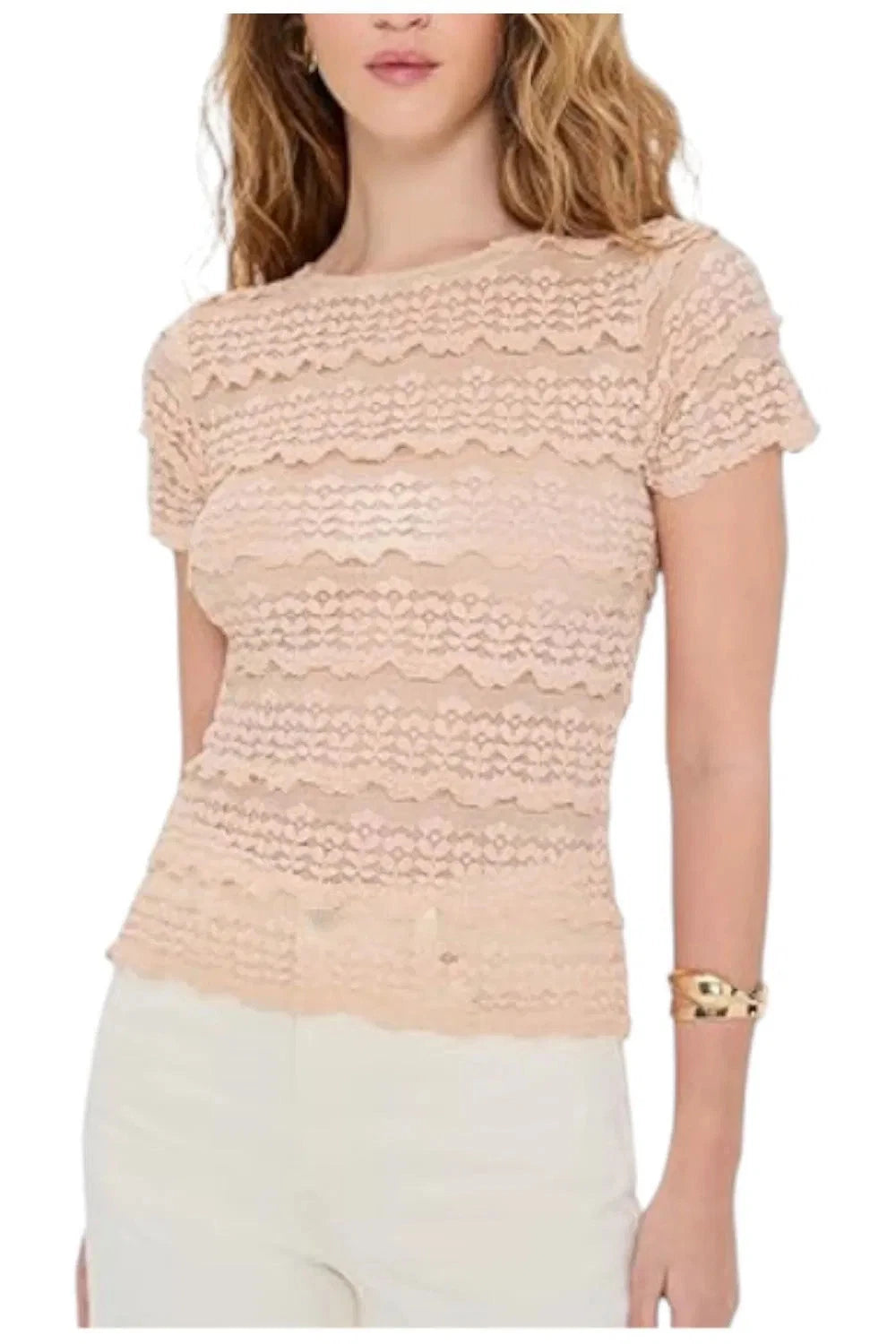 Angelina Lace Tee Tea