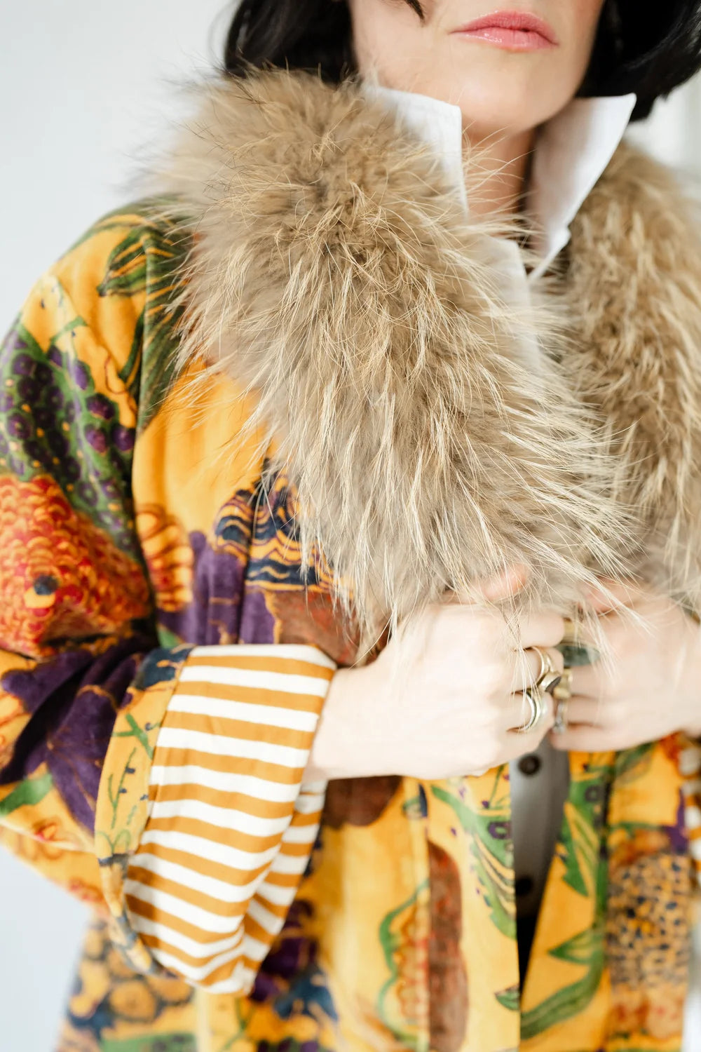 Fur Collar Penny Velvet Lounger
