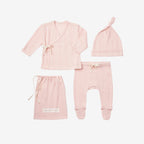 Elegant Baby Pink Organic Pointelle Layette Bag Set