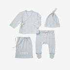 Elegant Baby Blue Organic Pointelle Layette Bag Set