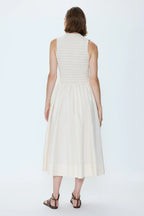 Gladys Smocked Bodice Dress - Oyster Shell