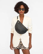 Clare V. Grande Fanny Woven Zig Zag Black