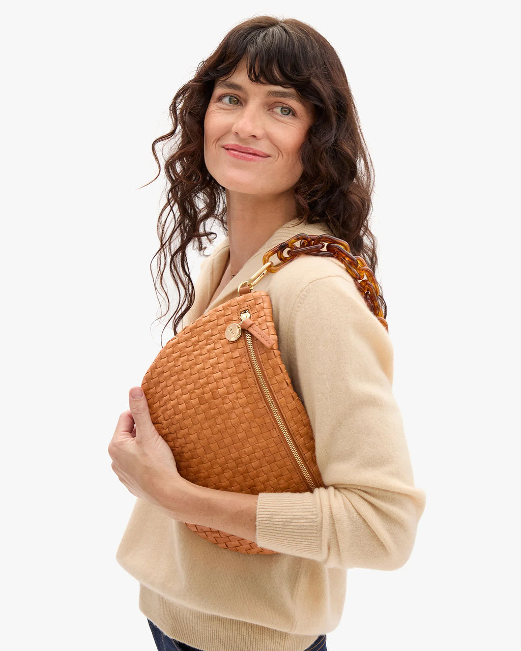Clare V. Grande Fanny Woven Checker Natural