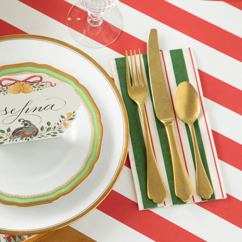 Green & Red Awning Stripe Guest Napkin