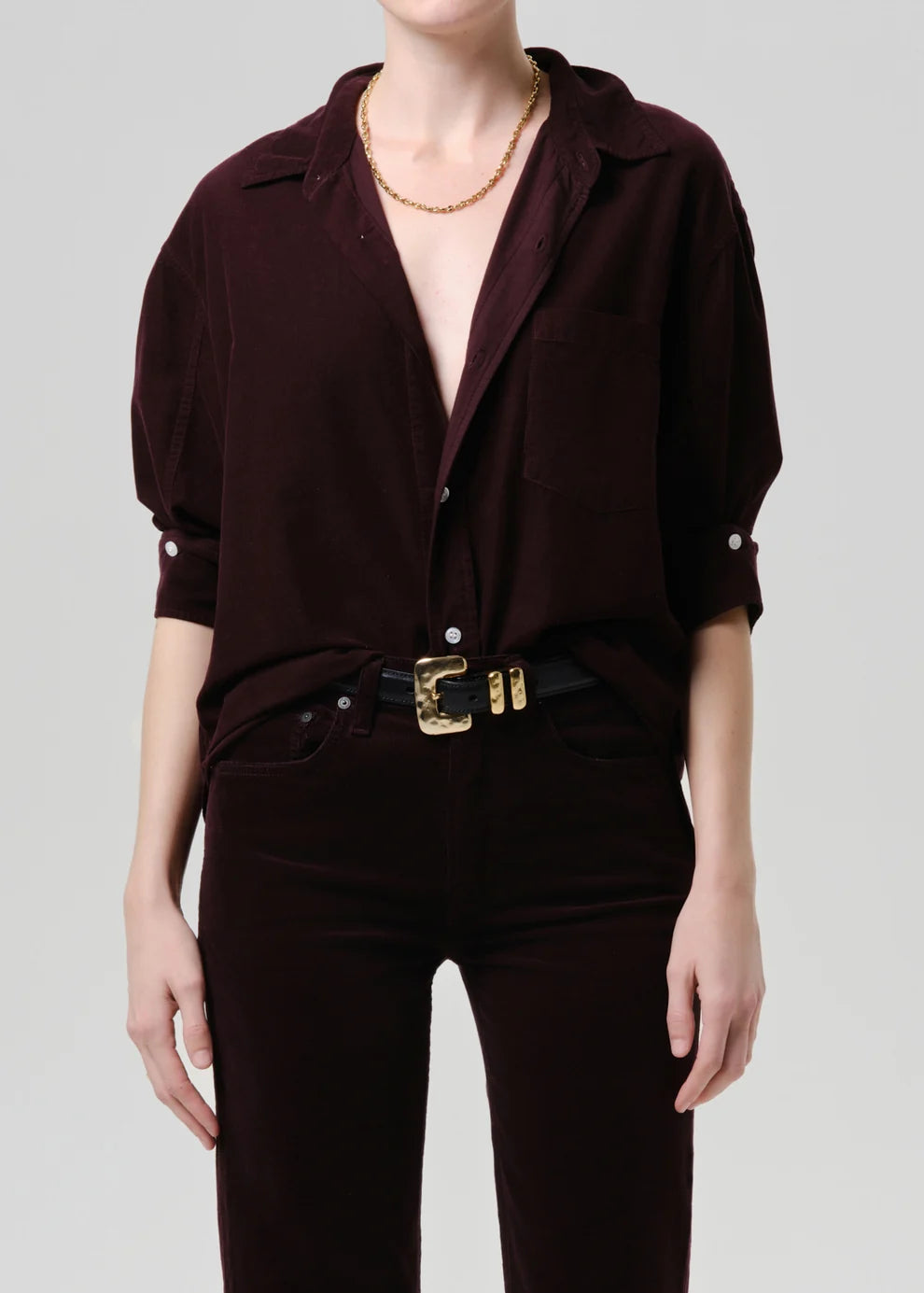 Kayla Corduroy Shirt - Eggplant