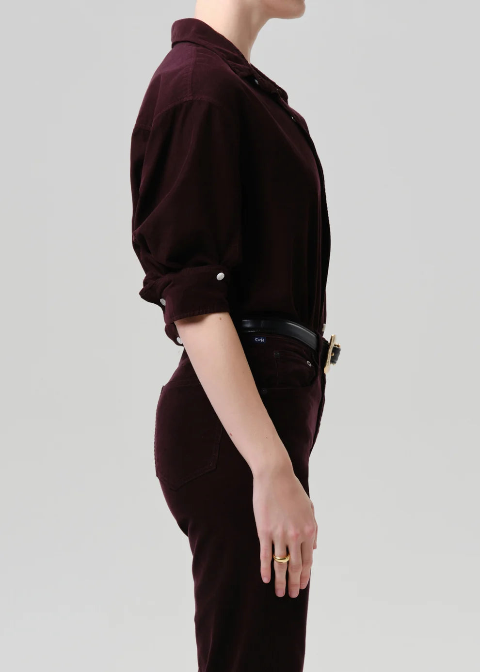 Kayla Corduroy Shirt - Eggplant