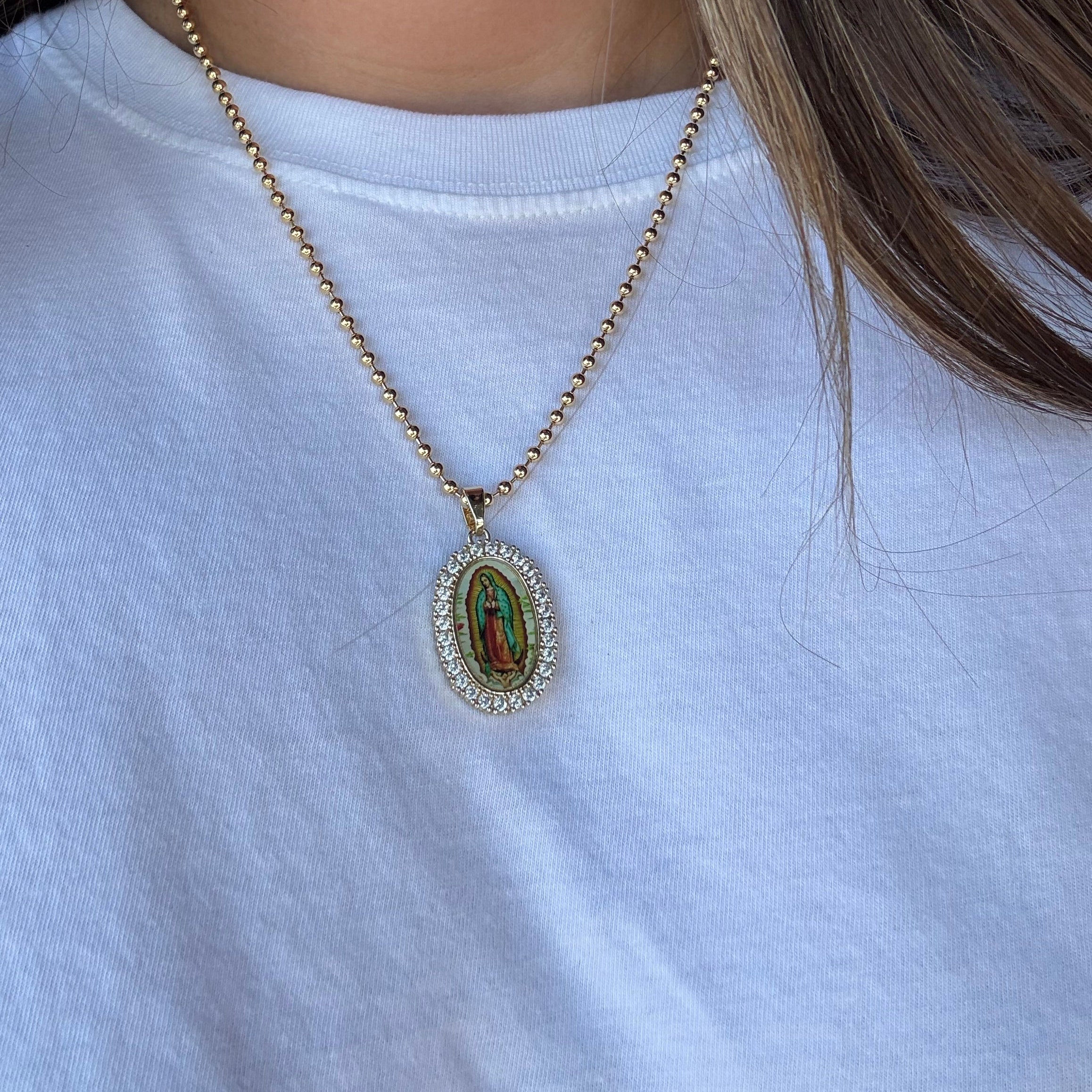 20" gold filled necklace with Mary pendant 